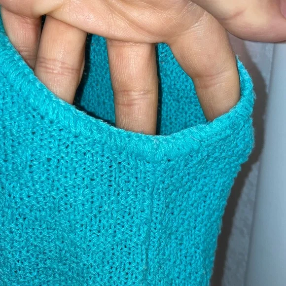 VTG Cropped Knit Turquoise Cotton Tank Top SZ: Medium - Picture 4 of 5